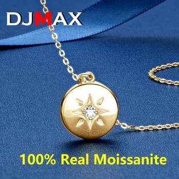 DJMAX D Farba Moissanite 925 Sterling Silver Náhrdelník Polaris Moissanite Prívesok Náhrdelník Kolo Náhrdelník Vysoko Elegantné Šperky