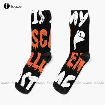 Toto Je Môj Strašidelné Halloween Kostým. Desivé Ghost Ponožky Biele Vysoké Ponožky Osobné Vlastné Unisex Dospelých Dospievajúcu Mládež Ponožky