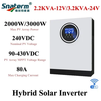 Na Sklade 2200VA Hybridné Solárne FV solárnych invertorov dc12V na AC220V s 80A MPPT nabíjačka pre solárne off grid energie systému domácej