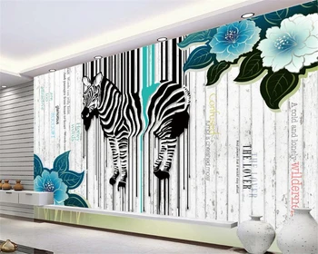 Beibehang 3d tapeta, obývacia izba, spálňa nástenné maľby farba zebry pruhy línie televízneho pozadí steny tapety abstraktných de parede