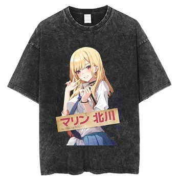 Moje Šaty Miláčik Harajuku T Shirt Mužov Hip Hop Vintage Umyté Anime Nadrozmerné Streetwear 100% Bavlna