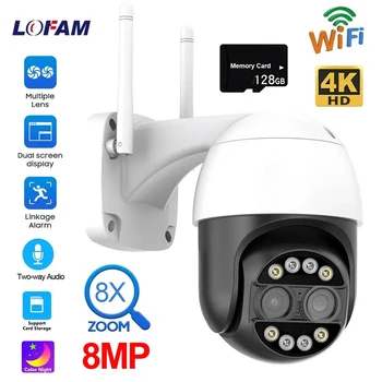 Bezdrôtové Bezpečnostné IP Kamera, 8MP 10X Zoom AI Auto Tracking Duálny Objektív Krytý Vonkajší CCTV kamerový HD 4K WIFI Kamera