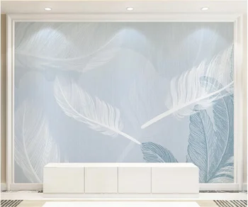 Biele modré pierko jednoduché, moderné tapety obývacia izba gauč TV joj, steny, tapety reštaurácia atmosférických nástenná maľba