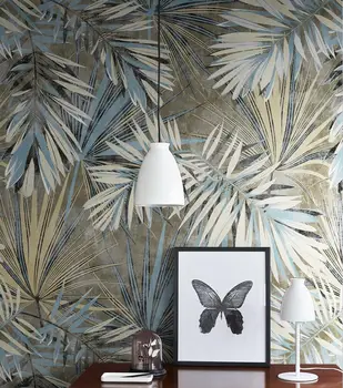 beibehang Vlastnú Tapetu nástenná maľba Nordic Light Luxusné Jednoduché Tropických Rastlín Leaf Obývacia Izba 3d Tapeta abstraktných de parede