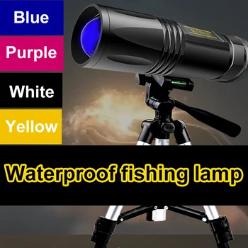 Rybolov Baterka Pochodeň Modrá Ultrafialové Biela Žltá Svetlo Nepremokavé USB Nabíjateľné 4 Režimy Camping Lampu, Stojan Svietidla, Svietidlo