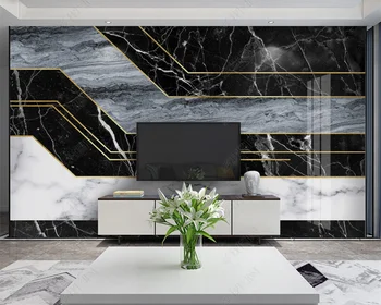 beibehang Moderné čierne a biele modré svetlo luxusné zlaté geometrické mramorový vzor kameň tapetu pozadia papier peint
