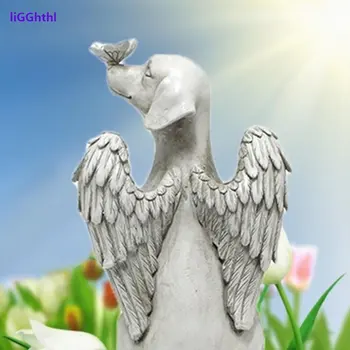 Kreatívne anjel psa socha živice psa náhrobný pamätník vonkajšie záhradné ozdoby zvierat