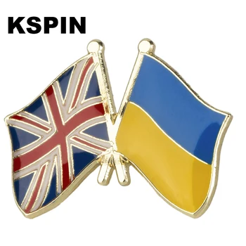 10pcs veľa, Veľká Británia a Ukrajina Priateľstvo Odznak Vlajka Brošňa Národnej Vlajky Klopě Pin Medzinárodného Cestovného Kolíky Zbierky 