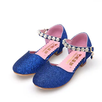 Dievčatá Sandále detské Topánky deti sandále 2018 lete dievčatá kamienkami tanečné topánky, vysoké podpätky, modrá biele, ružové veľkosť 26-37