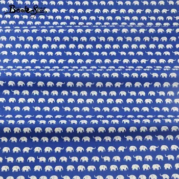 Booksew Malé Slony Vzor Modrá Bavlna Twill Textílie Začiatočník Praxi Dielo Dekorácie Remesiel Posteľná Bielizeň Nastaviť Patchwork