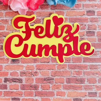 nové španielske slovo feliz cumple dekorácie Rezanie Kovov Zomrie DIY Zápisník Papier Karty Razba Plavidlá vysekávané ručné remeslo