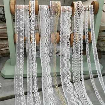 4 Metrov Biele Čipky Stuhou Textílie Popruhu Dekorácie Krásne Darčekové Balenie Polyester Materiál DIY Príslušenstvo
