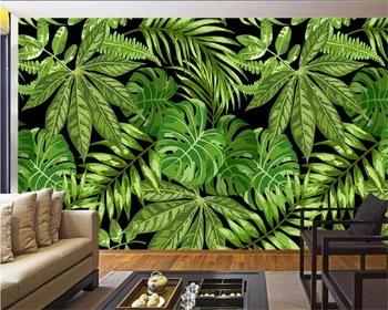 beibehang abstraktných de porovnanie Vlastnú tapetu 3d maľby Southeast Asian style zelené palmy, listy umenie nástenná maľba pozadia na stenu papier