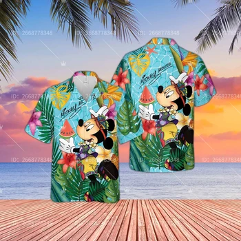 Disney Mickey Mouse Havajské Košele Mužov Bežné Dovolenku Tričko Mickey Tričko Krátky Rukáv Fashion Vintage Disney Havajské Košele