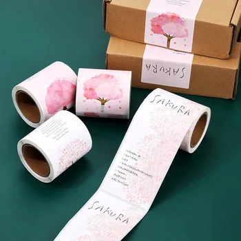 50pcs Obdĺžnikový Cherry Blossom Nálepky na Svadbu/narodeniny/dovolenku Strany Darčekovej krabičke, Dekorácie, Nálepky, Pečené Zákusky Labels