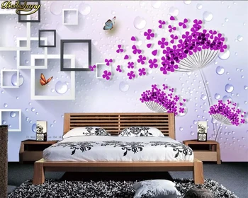 beibehang Vlastné foto tapety nástenná maľba romantický fialová púpava 3d solid pozadí steny teplé nástenná maľba na stenu papiere domova