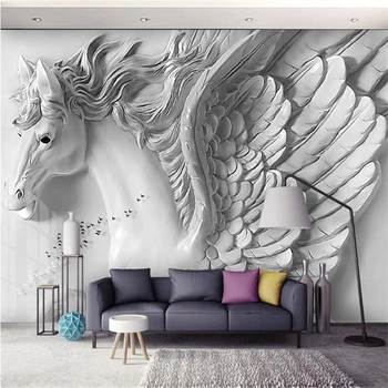 beibehang Módne troch-dimenzionální plastický Pegasus osobnosti Európskej tapety posteľ tapetu pozadia pre deti izba