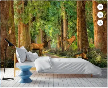 3d foto tapety vlastné nástenné Prírodné scenérie moderné forest sa jeleň obývacia izba domova tapety na steny 3d spálňa