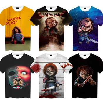 Unisex Halloween Horror Movie Chucky 3D Tlač, T Košele Muži Ženy Bežné Cool Tričká Streetwear Teroru Tee Topy Camiseta Hombre