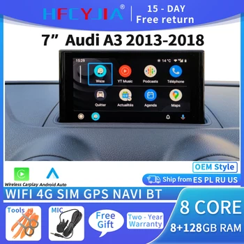 Android 11 Systém, autorádio Prehrávač Pre Audi A3 roky 2013-2018 WIFI 4G SIM 8+128 GB RAM BT Carplay GPS Navi Multimediálne Stereo