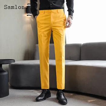 Plus Veľkosť Mens Elegantné Obleky, Nohavice 2023 Kórejský Módne Svadobné Nohavice Muž Zips Vrecká Nohavíc Pevné Office Business Man Nohavice