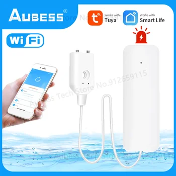 AUBESS Tuya WiFi Úniku Vody, Smart Senzor Hladiny Vody Unikli Detektor Home Security Ochrana Proti Úniku Vody Alarm Systém