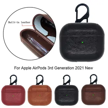 PU Kožené puzdro Hard Shell Ochranný Kryt, Bluetooth Slúchadlo Príslušenstvo Non-slip Anti-stratené Pre Apple AirPods 3. Generácie