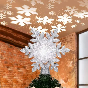 3D Star Vianočný Stromček Vňaťou Osvetlené s Bielym Snowflake Projektor LED Rotačné Snowflake pre Vianočné Dekorácie pre Domov