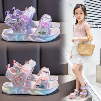 Dievčenské sandále veľkoobchod 2023 letné detské Princezná Sandále Mäkké textilných módnych bežné plážové Sandále Študent sandále