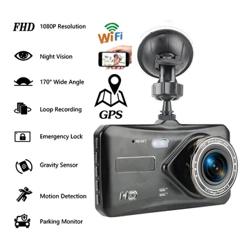Automobilové DVR WiFi Full HD 1080P Dash Cam Zozadu Vozidla, Kamera, videorekordér Black Box Auto Dashcam GPS Tracker Auto Príslušenstvo
