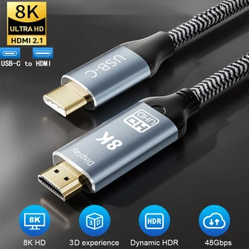 USB C, HDMI Kábel Typ 8K C, HDMI 2.1 Kábel 8K 60Hz 4K 120Hz 48Gbps Thunderbolt 3/4 Adaptér pre MacBook Pro Air iPadPro HDTV