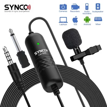 SYNCO Lav S6E Káblové Lavalier Mikrofón Všesmerového Kondenzátora Štítok Microfone Mic, 6M Kábel pre iPhone Smartphone Android