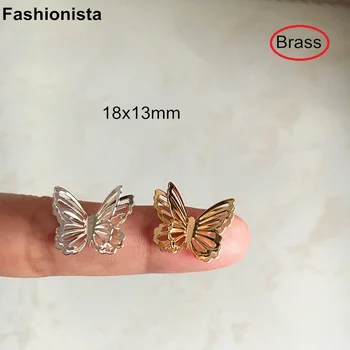 30 ks - Dvojvrstvové Motýľ Charms 18x13mm Zlato Strieborná farba Kovových Duté Roztomilý Motýľ Mosadz Filigrees Hmyzu-A