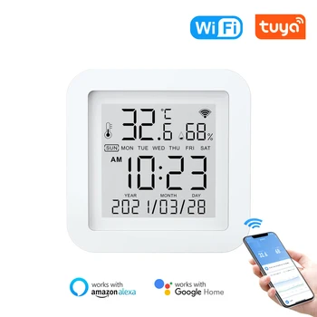 YUJIE Tuya smart home WiFi teplota a vlhkosť, senzor, vnútorné typ teplomer digitálny displej dátum AE01HIS-019