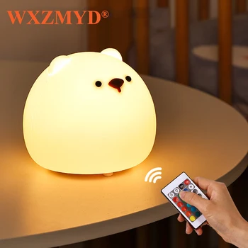Deti Malého Medveďa Led Nočné Svetlo Silikónové Zvierat Lampa USB Nabíjateľné Dotykový Snímač Farebný pre Deti Spálňa Decor Svetlo