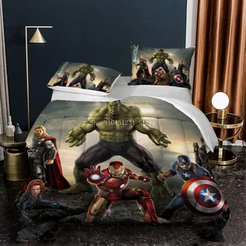 Disney Avengers Hulk Iron Man, Kapitán Amerika Posteľná Bielizeň Nastaviť Pohodlné Prehoz Cez Posteľ Twin Kráľovná Chlapci Perinu Obliečky Na Vankúše