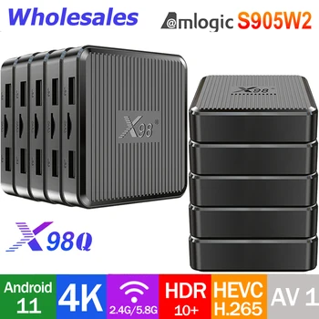 10PCS/SET X98Q Android11.0 Smart TV Box Amlogic S905W2 Quad-Core 2.4 G/5G WIFI AV1 4K Youtube Netflix TV Predpony VS X96Q iATV O5