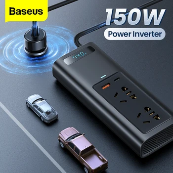 Baseus 150W Auto Invertor DC 12V do AC 220V Converter Inversor LED Displej EÚ Zásuvky USB Typu C Nabíjačku Adaptér Napájací Invertor