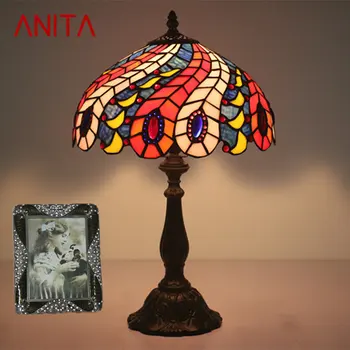 ANITA Moderné Tiffany stolná Lampa LED Tvorivé vitráže Stôl Light Decor pre Domáce Obývacia Izba, Spálňa, Nočné