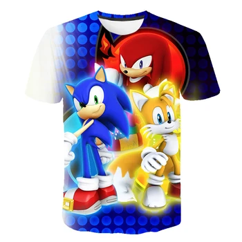 Letné chlapci super sonic T-shirt Deti Móda polyester tričko Kawaii T Shirt Anime Karikatúry Ležérne Oblečenie Dievča, Chlapec, topy