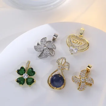 Elegantné DIY Šperky Rotujúce Štyri List Kvet Prívesok Pre Ženy Crystal Opal Fox Prívesok Náhrdelník Ozdoby Bez Reťazca