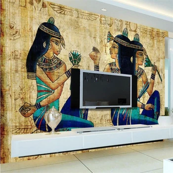 wellyu abstraktných de parede para quarto Vlastné tapetu Európskej starovekých Egyptských steny maľované pozadia na stenu papier peint