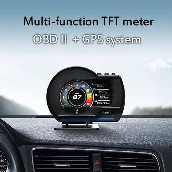 Auto Heads-Up Display Lcd Hud Obd Gps, Multi-funkčný Nástroj Tachometer Rýchlomer Teplota Vody Rozchod
