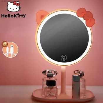 Sanrio Hello Kitty Kozmetické Zrkadlo So Svetlom HD Zrkadlo Domov Študent Multifunkčné Nastaviteľné Osvetlenie Stôl Dekor Roztomilý Lampy