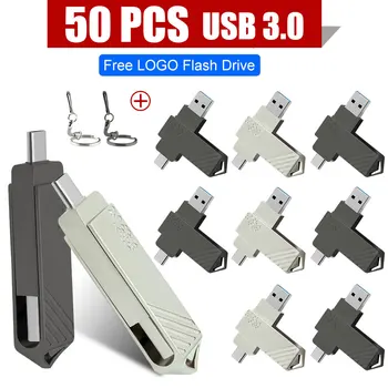 50pcs/veľa usb flash drive128GB Typ C Ultra Dual USB 3.0 Flash Disk 64 GB Memory Stick U Disk 32GB Palec Disk 16GB vlastné logo