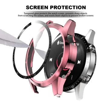 2v1 Tvrdeného Skla Screen Protector + Prípade Huawei sledovať gt2 gt 2 42mm 46 mm nárazníka Chránič HD Úplné Pokrytie Screen Protector