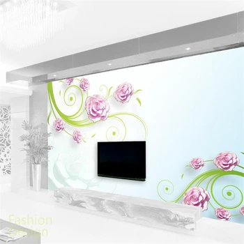 beibehang 3d stereoskopické ruže kvet nástenné maľby TV pozadie obývacia izba, spálňa mäkké abstraktných de parede foto papier na stenu