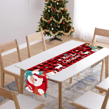 Vianočný Stôl Vlajka Festivalu Atmosféra Dekorácie Elk Čaj Obrus Červený Európskej Večera Dekorácie Tlače Príznak Tabuľka