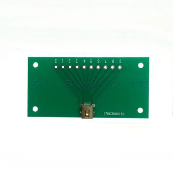 2 ks MINI USB 8PIN žena zásuvky konektora s PCB dosky mini 8p usb Skúšobnej doske