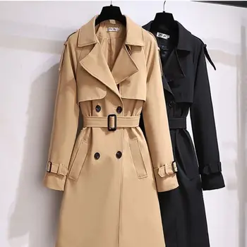 V polovici dĺžky windbreaker žien 2023 jar a na jeseň nový kórejský štýl, módne bežné slim Britský štýl, tkaniny kabát in hot predaj